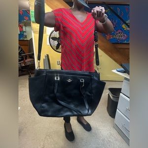 Coach crossgrain leather black diaper bag. Multi function bag crossbody